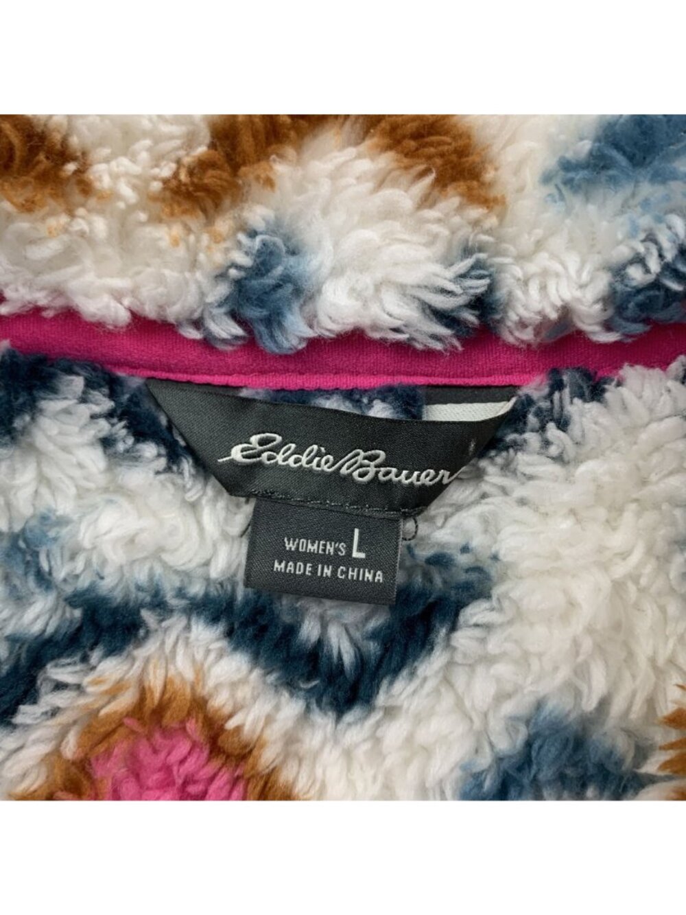 Eddie Bauer Aztec Printed Quest Plush Teddy Fleece Pullover Jacket L - Picture 3 of 5